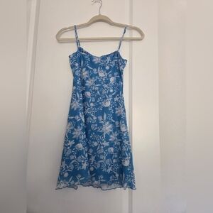 Blue Floral Spaghetti Strap Sundress